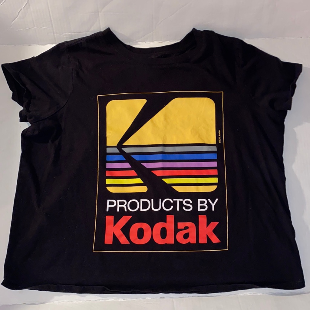 Kodak TShirt Products By Kodak Bright Retro Kodak On Black Tee Size Ox Crop